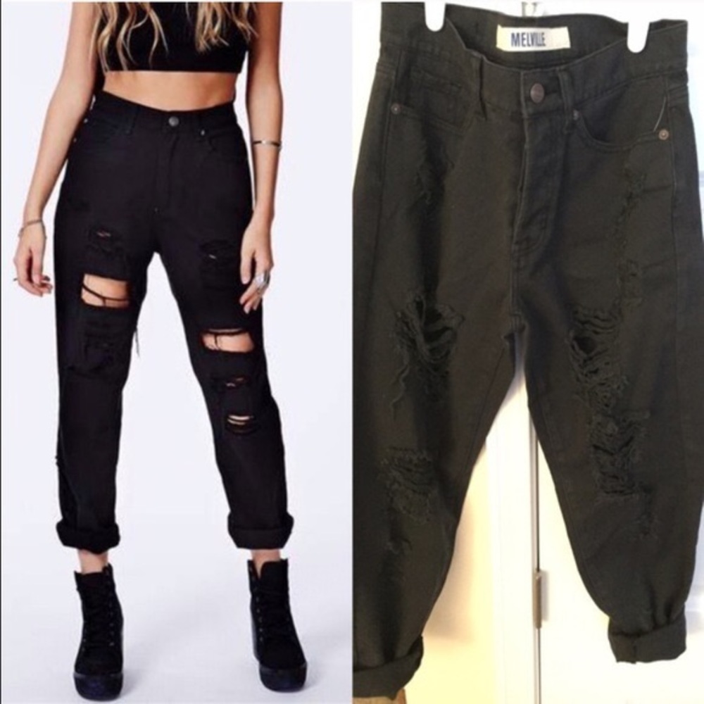 Brandy Melville Distressed Black Jeans